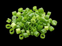 Chopped green onions pile isolated on transparent background, ready for food design, menus, stickers, print on demand, clipart, and T-shirt projects.