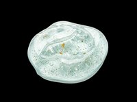 Translucent gel texture with shimmer particles and gold flecks isolated on transparent background, ready for cosmetic packaging design, product mockups, beauty graphics, sublimation, and print-on-demand applications.