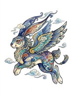 Ornate winged mythical creature with flowing mane and decorative patterns, isolated on transparent background. Ready for t-shirts, stickers, clipart, sublimation, and print-on-demand designs.