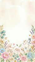 Watercolor floral border with baby shower elements including pram, booties, and flowers on cream background, suitable for invitations and greeting cards.