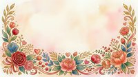 Watercolor floral frame with roses, leaves, and hearts on cream background, isolated for wedding invitations, greeting cards, and design projects.