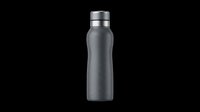 Sleek dark gray stainless steel water bottle isolated on transparent background, ready for t-shirt design, clipart, stickers, print on demand, and sublimation projects.