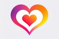 Gradient heart shape in vibrant pink, red, and orange colors on white background, double heart silhouette design isolated for Valentine's Day cards and romantic projects.