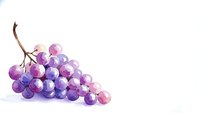 Watercolor grape bunch in purple and pink tones isolated on white background for culinary design and food illustration projects.