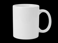 Blank white ceramic mug isolated on transparent background, ready for custom design, sublimation printing, and print-on-demand merchandise applications.
