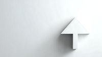 White arrow pointing upward on light background, creating subtle shadow effect for business growth and direction concepts.