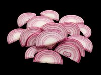 Sliced red onion rings isolated on transparent background, ready for culinary design, cooking graphics, recipe illustrations, food packaging, restaurant menus, and print-on-demand products.