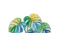 Tropical monstera leaves in vibrant green and blue gradient colors on white background, isolated botanical foliage for modern interior design projects.