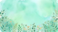 Watercolor botanical border with soft mint green background, isolated foliage and flowers for design projects, invitations, and decorative layouts.