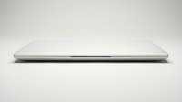 Slim closed laptop with silver metallic body on light background, showcasing ultra-thin modern design for technology and business concepts.