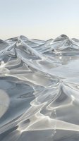 Flowing transparent fabric waves creating abstract landscape with soft light reflections and ethereal movement across minimalist surface.