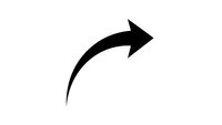 Black curved arrow pointing right on white background isolated for graphic design, presentations, infographics and business materials.