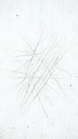 Broken cracked glass surface with radiating fracture lines on white background for design projects and safety concepts.