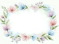 Watercolor floral frame with pastel flowers and leaves on transparent background for wedding invitations, greeting cards and romantic designs.