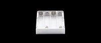 White plastic battery holder with metal contacts, isolated on transparent background. Ready for electronics clipart, product design, t-shirt prints, stickers, and print on demand use.