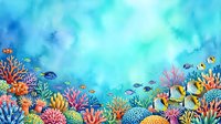 Vibrant underwater coral reef scene with colorful tropical fish swimming among diverse coral formations in crystal clear turquoise ocean waters.