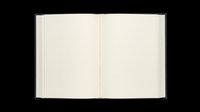 Open hardcover notebook with blank cream pages, isolated on transparent background. Ready for clipart, stickers, t-shirt design, print on demand, and sublimation projects.