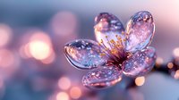 Delicate spring blossom covered in morning dew drops with soft pink bokeh background creates dreamy natural macro photography effect for romantic designs.