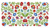Traditional folk art floral pattern with colorful flowers and leaves on white background. Decorative ornamental design for textile, wallpaper and crafts.