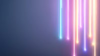 Glowing neon light streaks falling against dark blue background create modern abstract composition with gradient pink and purple illumination effects.