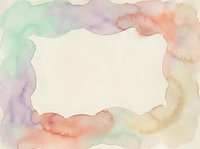 Soft watercolor frame with pastel rainbow colors creating elegant border around blank white space for text or design elements.