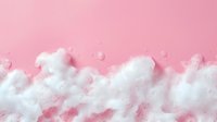 Dreamy white fluffy clouds against pink sky background create romantic atmosphere. Soft cotton-like cloudscape with gentle gradient for creative design projects.