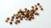 Mixed hazelnuts in shell scattered on white background, natural organic nuts for healthy snacking and cooking ingredients isolated for design use.