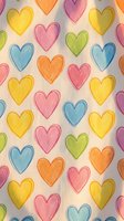Colorful watercolor hearts seamless pattern with rainbow hues on cream background. Romantic repeating design for Valentine's Day, love themes, and decorative projects.