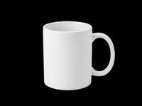 White ceramic mug isolated on transparent background, ready for sublimation, print-on-demand, and custom design projects. Perfect for t-shirt mockups, clipart, and merchandise creation.