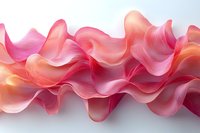 Flowing abstract waves in soft pink and coral tones create gentle undulating curves against white background, suggesting movement and grace. Suitable for modern design projects.
