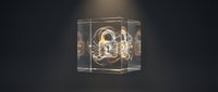 Glowing padlock symbol encased in transparent cube on dark background, representing cybersecurity, data protection, and digital safety for tech and security concepts.