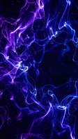 Abstract purple and blue electric energy waves flowing through dark space creating dynamic plasma lightning effects for digital art and futuristic designs.