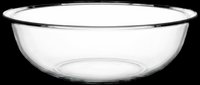 Clear glass mixing bowl with wide rim, isolated on transparent background. Ready for kitchen, cooking, recipe graphics, product mockups, culinary designs, and print-on-demand applications.