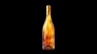 Amber glass wine bottle isolated on transparent background, ready for t-shirt design, stickers, clipart, print on demand, and sublimation projects.