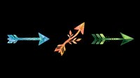 Decorative arrows with watercolor texture isolated on transparent background, ready for t-shirt design, clipart, stickers, sublimation and print-on-demand projects.