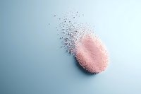 Red fingerprint dissolving into particles on light blue background, representing digital security, biometric data and identity protection concepts.