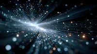 Abstract digital light burst with radiant beams and glowing particles creating dynamic energy explosion effect for technology and science backgrounds.
