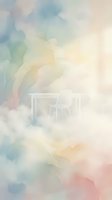 Soft watercolor wash background with pastel tones of blue, yellow, pink and green, featuring silhouetted furniture for design overlays and creative projects.