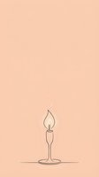 Lit candle with flame on holder against warm beige background, isolated line art design for home decor, wellness, and mindfulness projects.