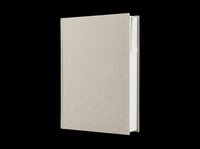 Closed beige hardcover book with blank pages isolated on transparent background, ready for design use on t-shirts, posters, clipart, stickers, and print-on-demand products.