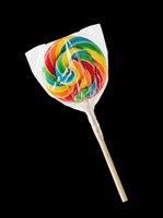 Colorful rainbow lollipop with wooden stick isolated on transparent background, ready for clipart, stickers, print-on-demand designs and sublimation projects.