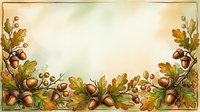 Autumn acorns and oak leaves frame a cream background, creating a vintage botanical border design suitable for fall invitations, greeting cards, and seasonal packaging projects.