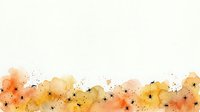 Watercolor splashes in warm orange, yellow, and gold tones with black ink splatters on white background, isolated design element for creative projects.