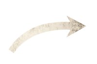 Curved beige grunge arrow with distressed texture and weathered appearance on isolated white background, suitable for vintage design projects and retro-style graphics.