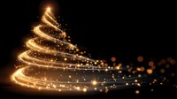 Golden light trails with sparkling particles creating dynamic motion effect on black background for festive designs and celebrations.