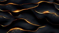 Luxurious dark waves with glowing golden lines creating abstract modern pattern. Dynamic flowing curves against black background for premium design projects.
