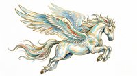 Majestic winged horse with flowing mane and tail, isolated on transparent background. Ready for t-shirt design, clipart, stickers, sublimation, and print-on-demand products.