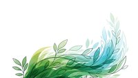 Flowing organic leaves in green and teal watercolor style on white background, nature botanical design element for eco-friendly branding and wellness projects.