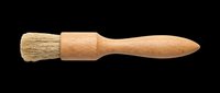 Wooden paint brush with natural bristles and wooden handle, isolated on transparent background. Ready for design use on t-shirts, clipart, stickers, print-on-demand products, and sublimation projects.