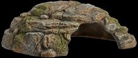 Realistic stone rock cave shelter with moss and lichen texture, isolated on transparent background. Ready for design use in t-shirts, clipart, stickers, print-on-demand products, and digital crafts.